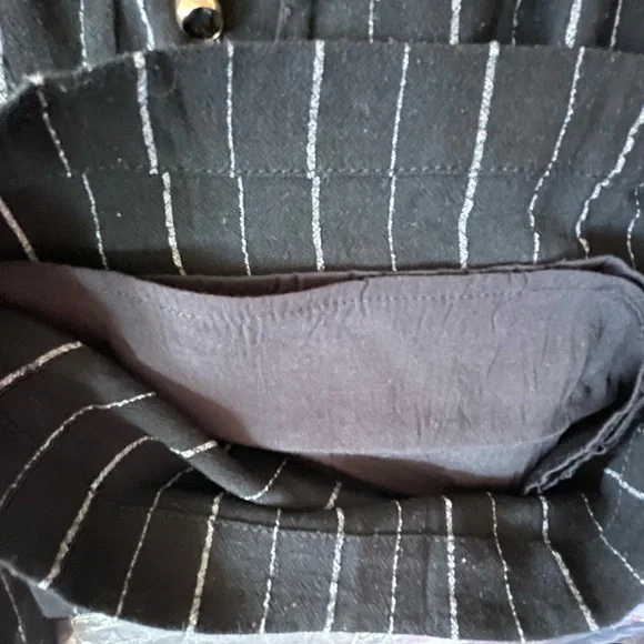 BNWT! Allie Rose, Harlow Halter Tie Jumpsuit in Black, Washed Pinstripe - Picture 12 of 12